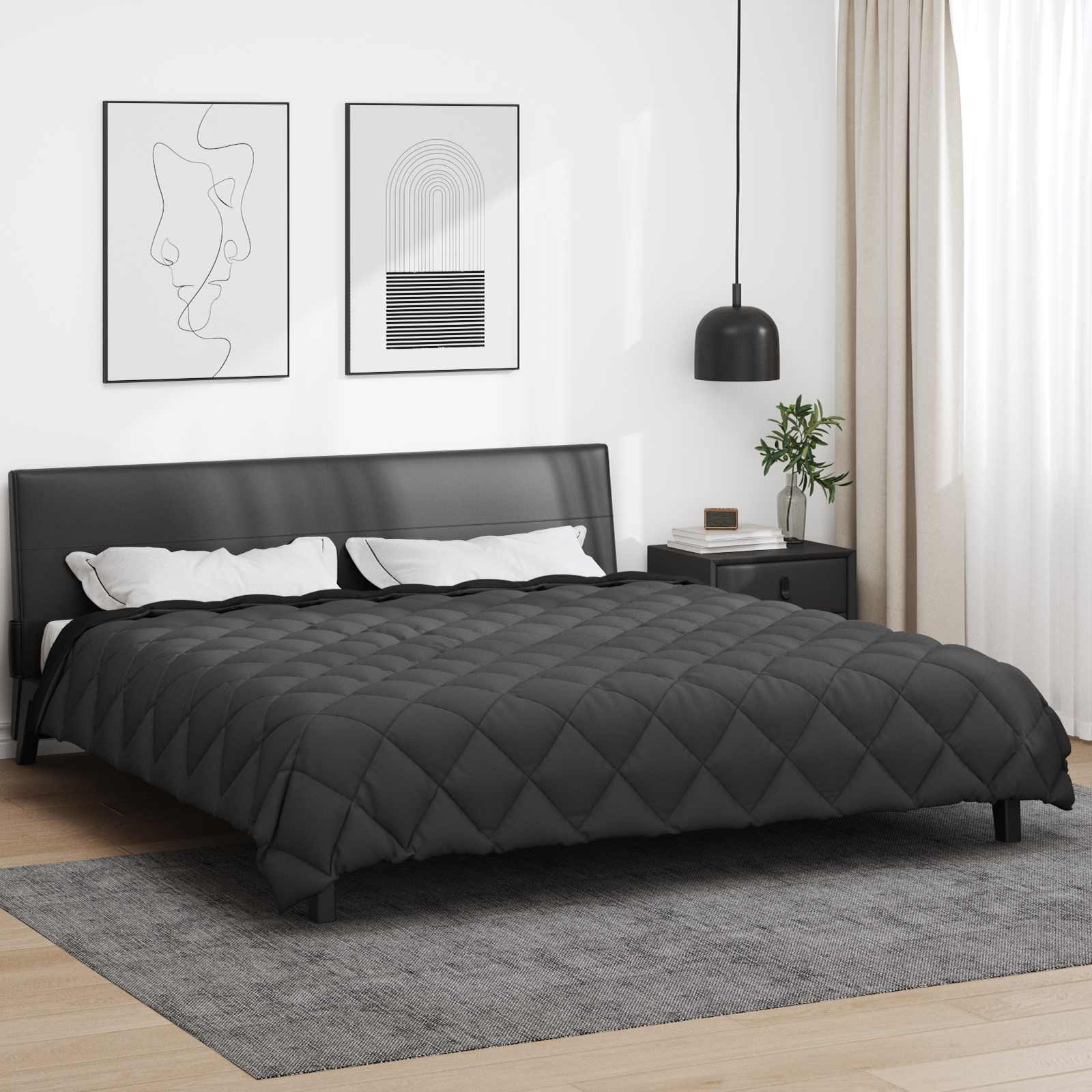 vidaXL Winterbettdecke 220 x 240 cm 450 g/m² Schwarz und Anthrazit