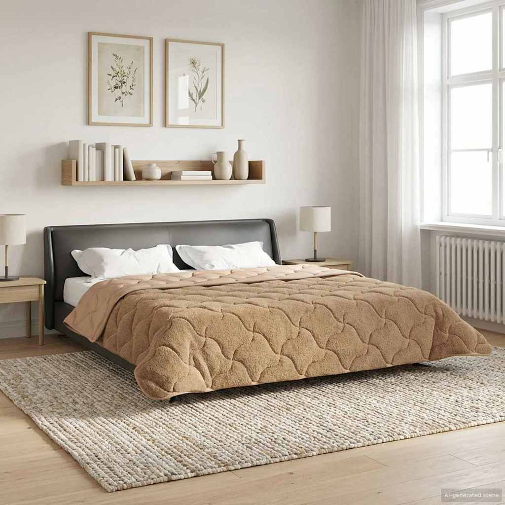 vidaXL Sommerdecke Taupe 200 x 240 cm Mikrofaser und Teddy-Fleece