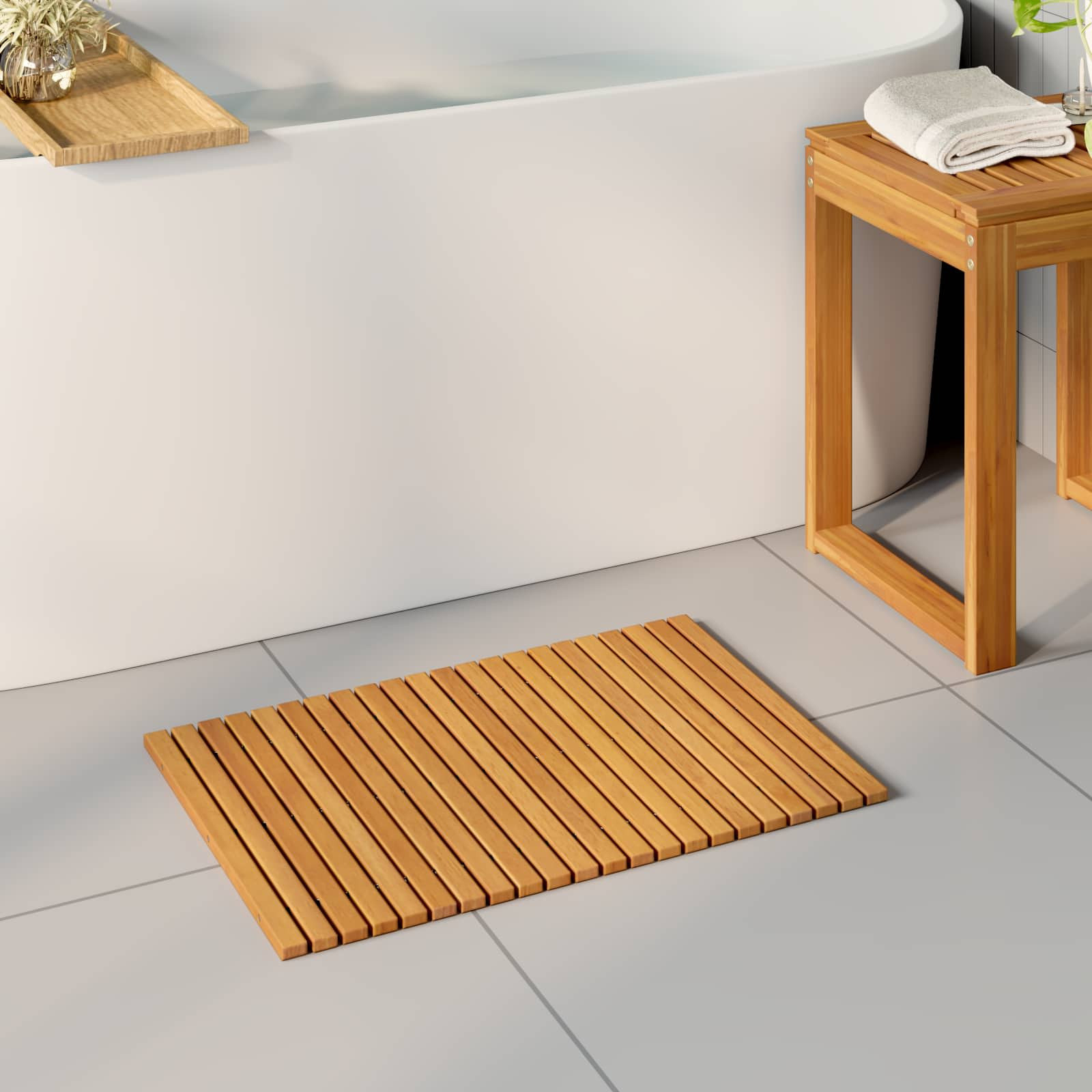 vidaXL Badematte Braun 60 x 40 cm Massivholz Akazie