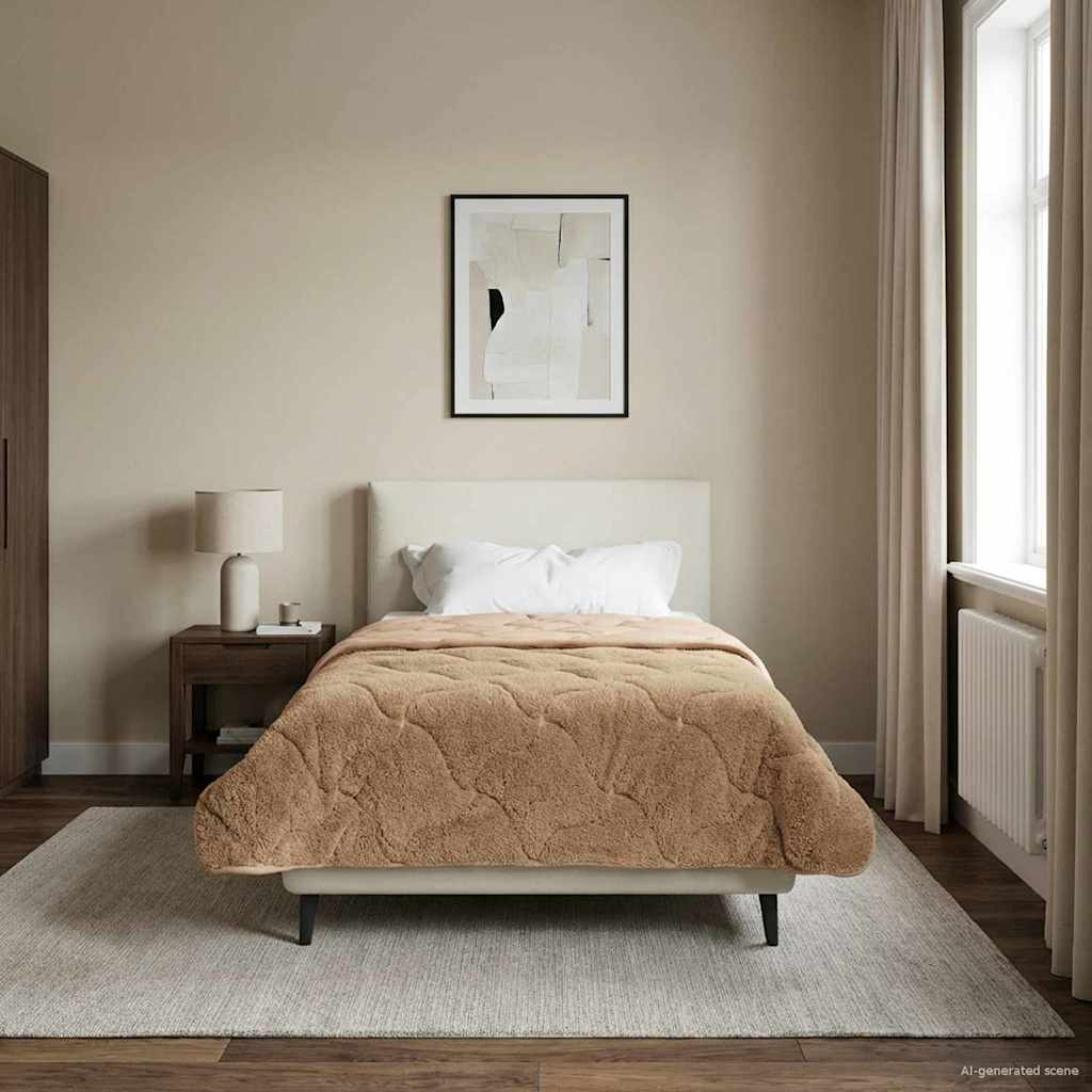 vidaXL Sommerdecke Taupe 135 x 220 cm Mikrofaser und Teddy-Fleece