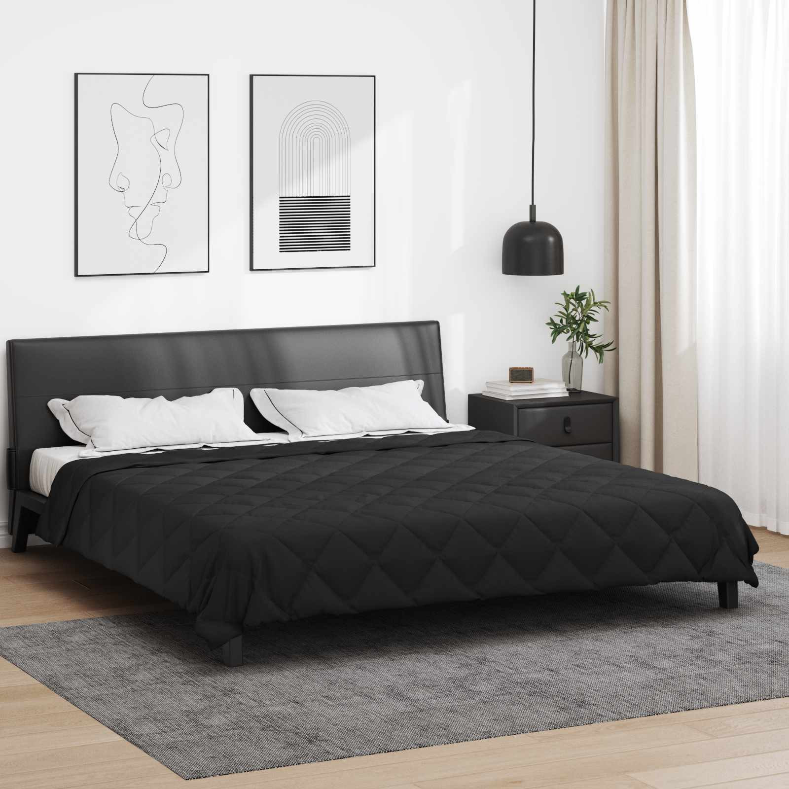 vidaXL Sommerdecke 240 x 260 cm Sommer 200 gsm Schwarz