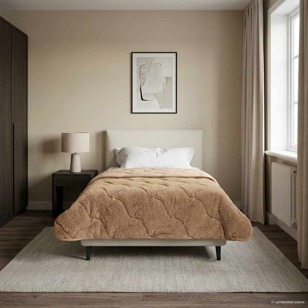 vidaXL Sommerdecke Taupe 140 x 220 cm Mikrofaser und Teddy-Fleece
