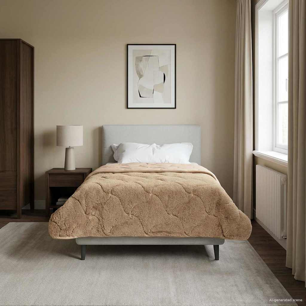 vidaXL Sommerdecke Taupe 155 x 220 cm Mikrofaser und Teddy-Fleece