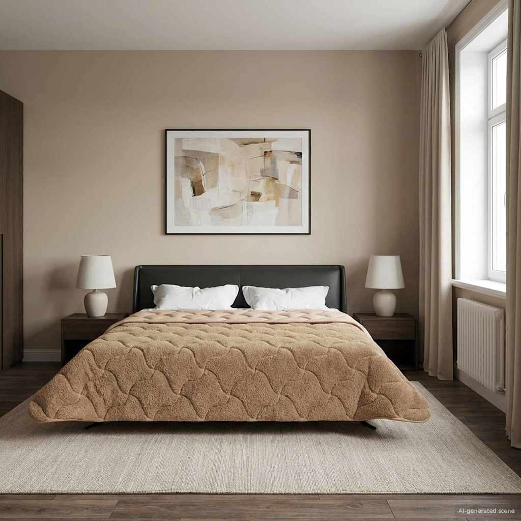 vidaXL Sommerdecke Taupe 220 x 240 cm Mikrofaser und Teddy-Fleece