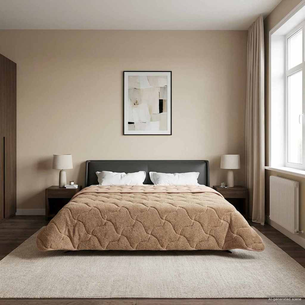 vidaXL Sommerdecke Taupe 220 x 260 cm Mikrofaser und Teddy-Fleece