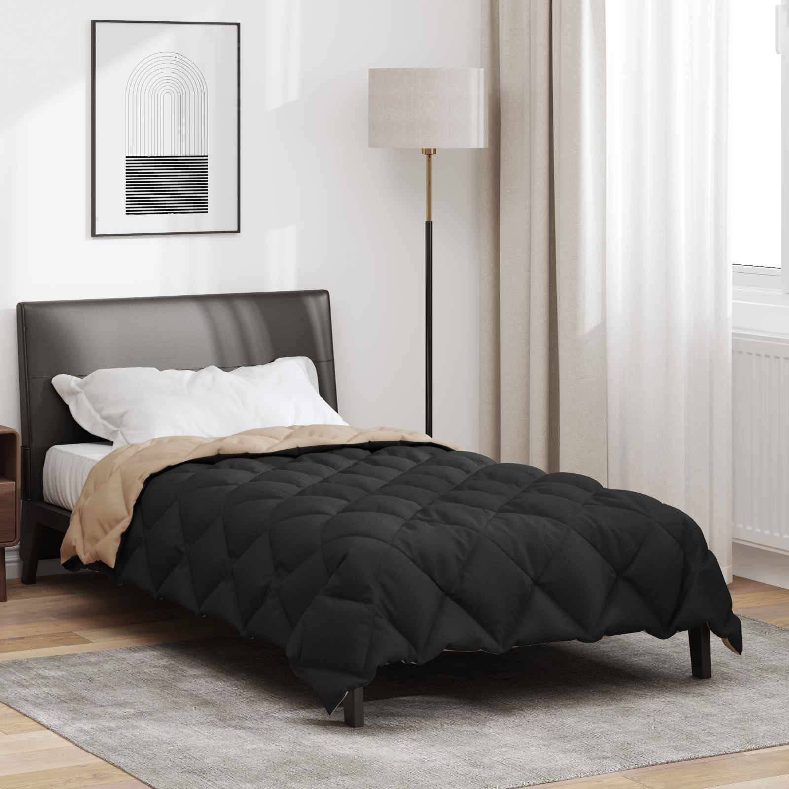 vidaXL Winterbettdecke 155 x 200 cm 450 g/m² Schwarz und Taupe