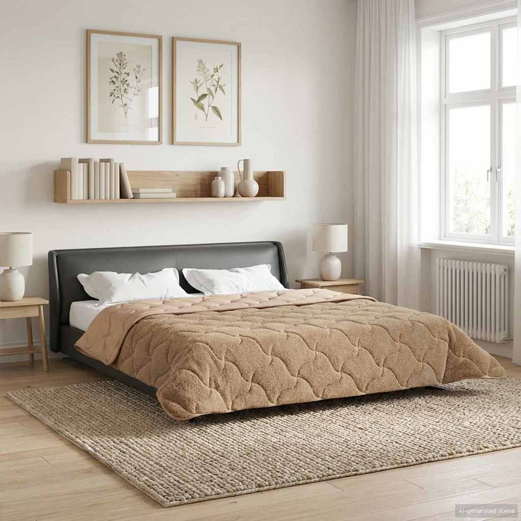 vidaXL Sommerdecke Taupe 240 x 260 cm Mikrofaser und Teddy-Fleece