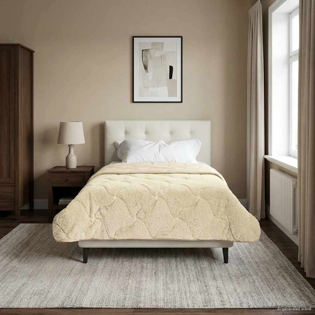 vidaXL Sommerdecke Creme 135 x 200 cm Mikrofaser und Teddy-Fleece