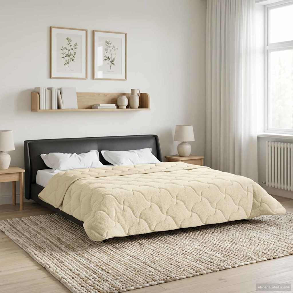 vidaXL Sommerdecke Creme 200 x 200 cm Mikrofaser und Teddy-Fleece