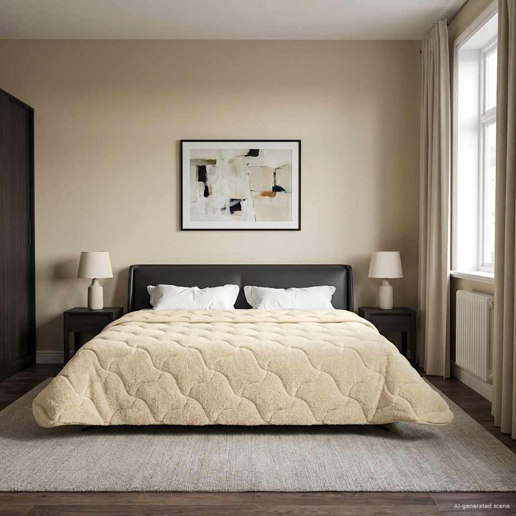 vidaXL Sommerdecke Creme 200 x 240 cm Mikrofaser und Teddy-Fleece