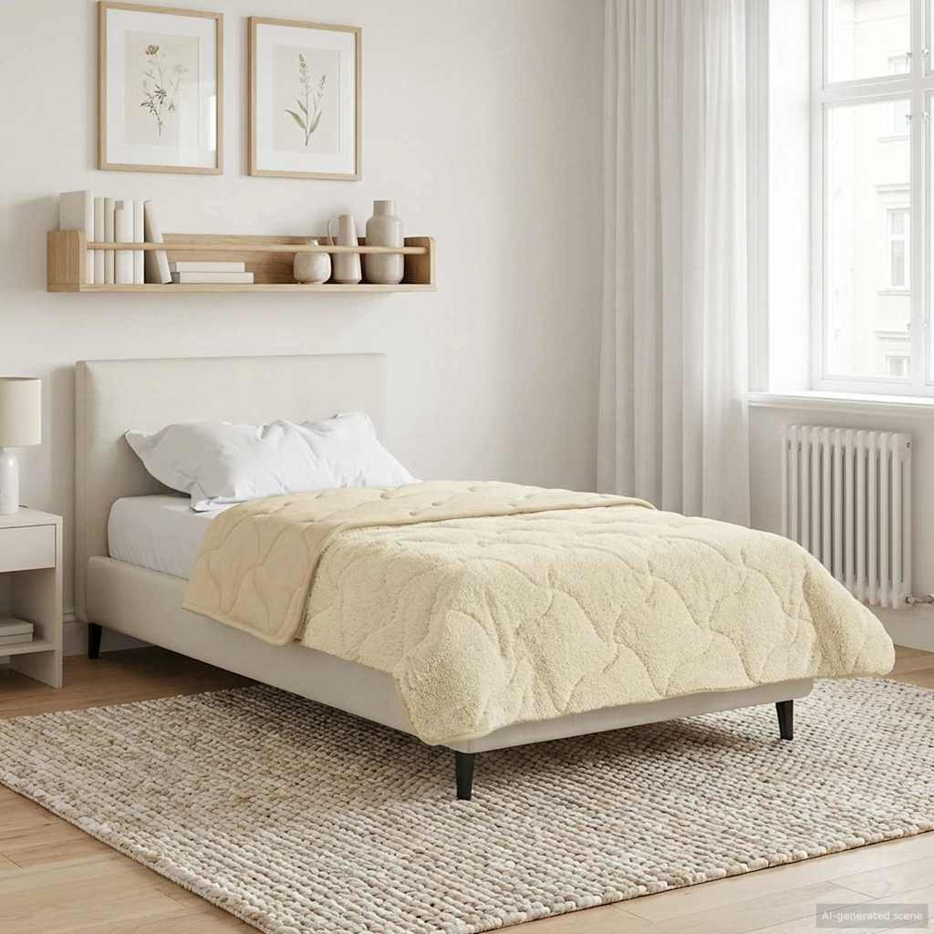 vidaXL Sommerdecke Creme 135 x 220 cm Mikrofaser und Teddy-Fleece