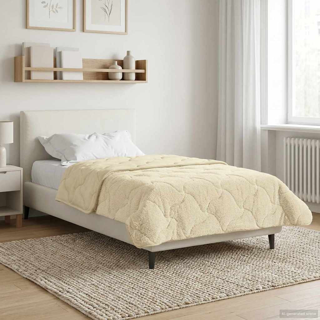 vidaXL Sommerdecke Creme 155 x 220 cm Mikrofaser und Teddy-Fleece