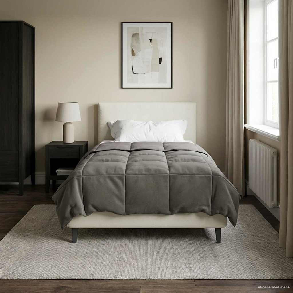 vidaXL Ganzjahresbettdecke Gepolstert Hellgrau 155 x 220 cm Mikrofaser