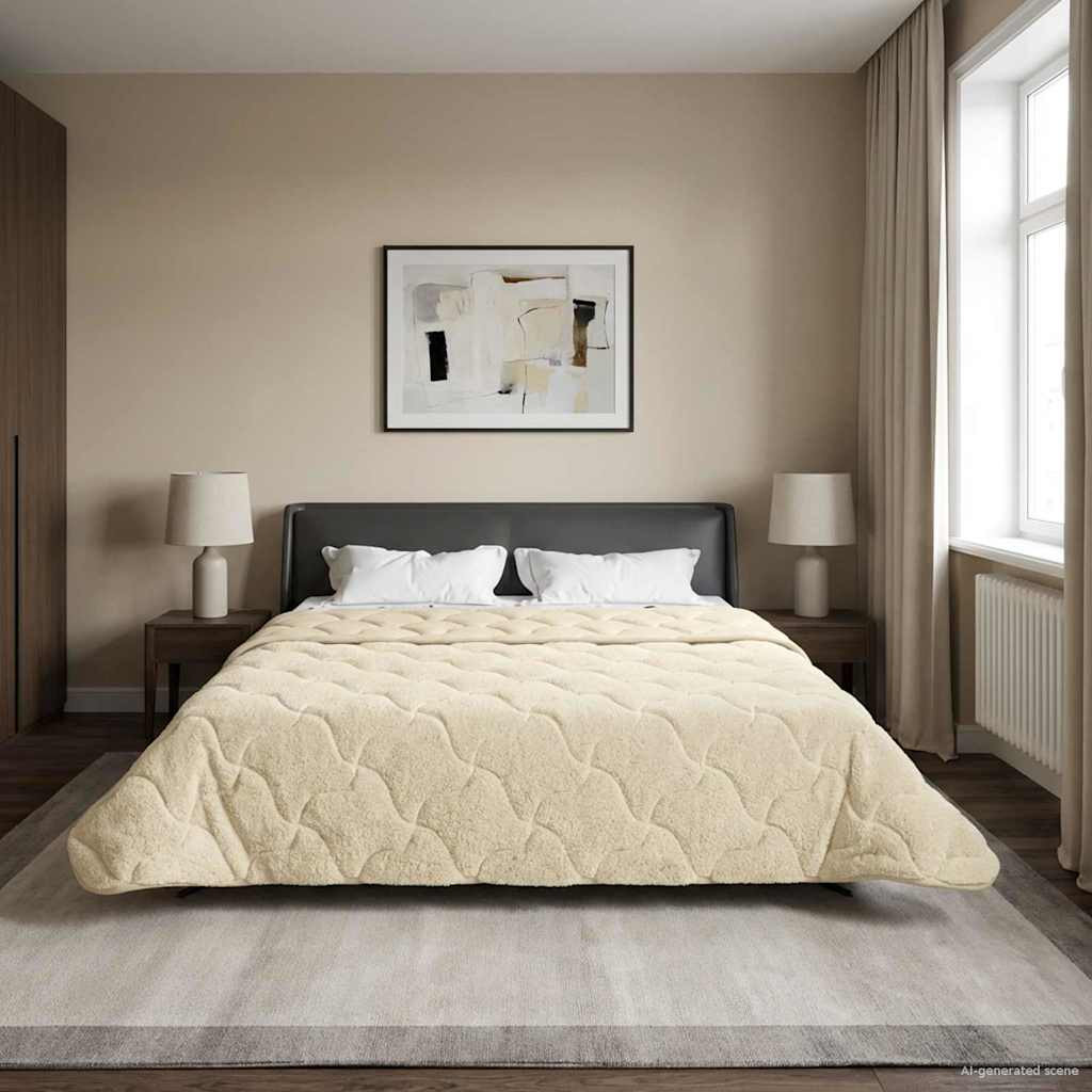 vidaXL Sommerdecke Creme 200 x 220 cm Mikrofaser und Teddy-Fleece
