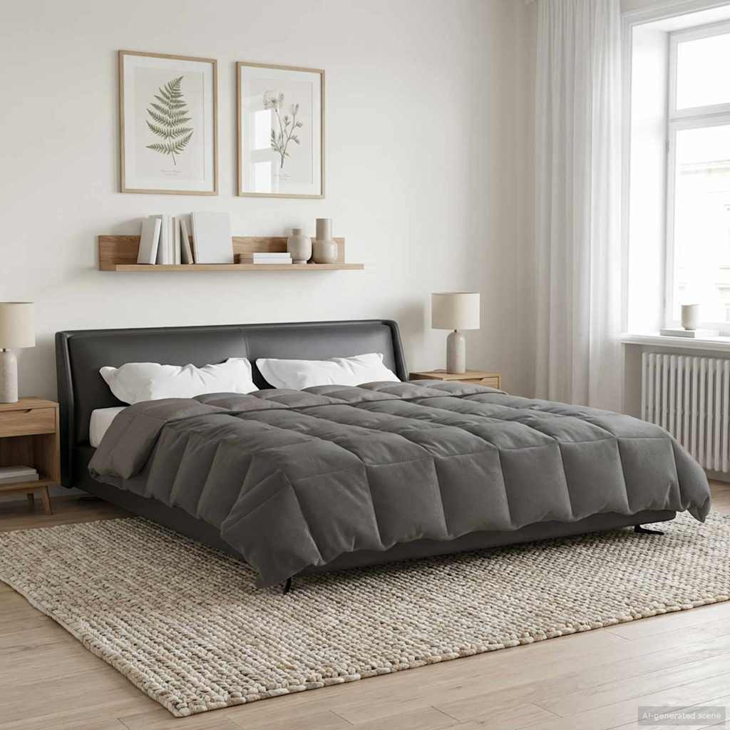 vidaXL Ganzjahresbettdecke Gepolstert Hellgrau 220 x 240 cm Mikrofaser
