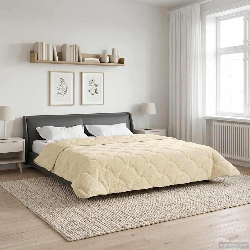 vidaXL Sommerdecke Creme 220 x 240 cm Mikrofaser und Teddy-Fleece