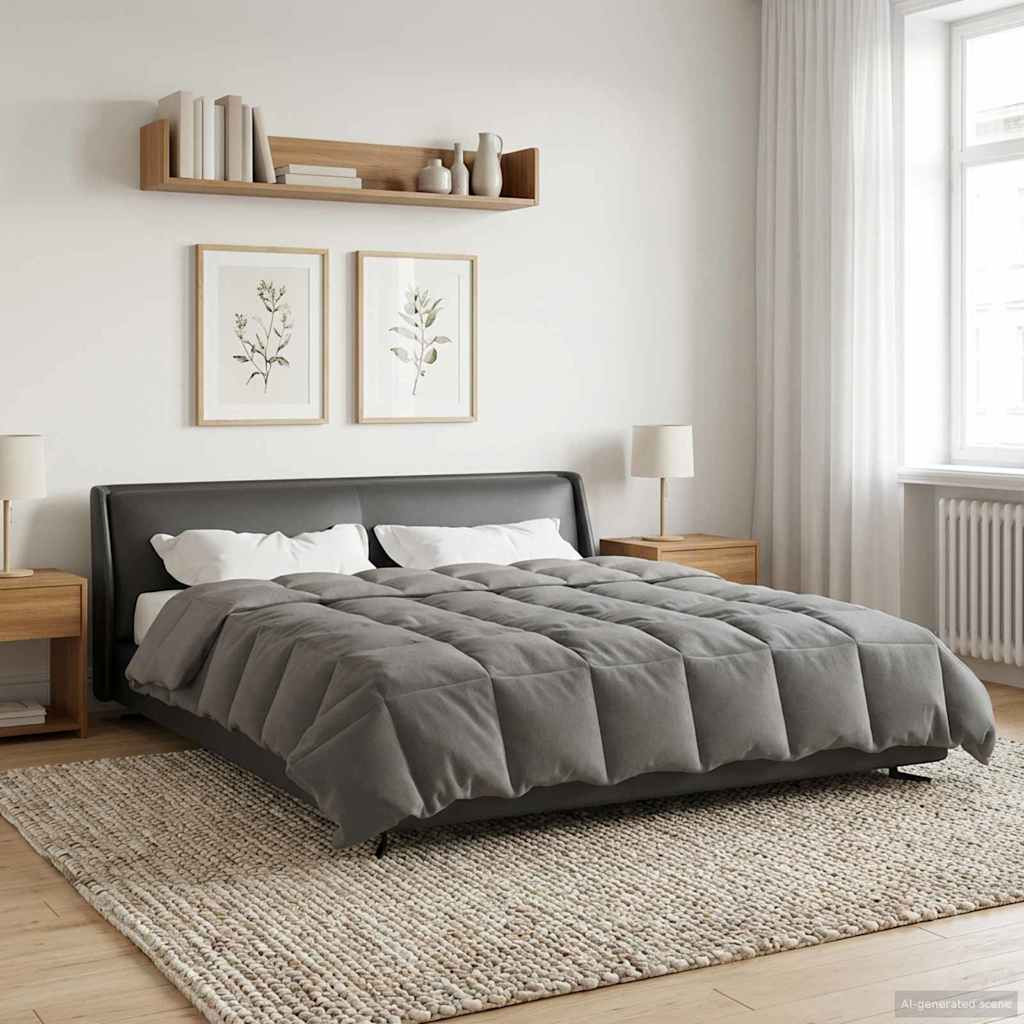 vidaXL Ganzjahresbettdecke Gepolstert Hellgrau 220 x 260 cm Mikrofaser
