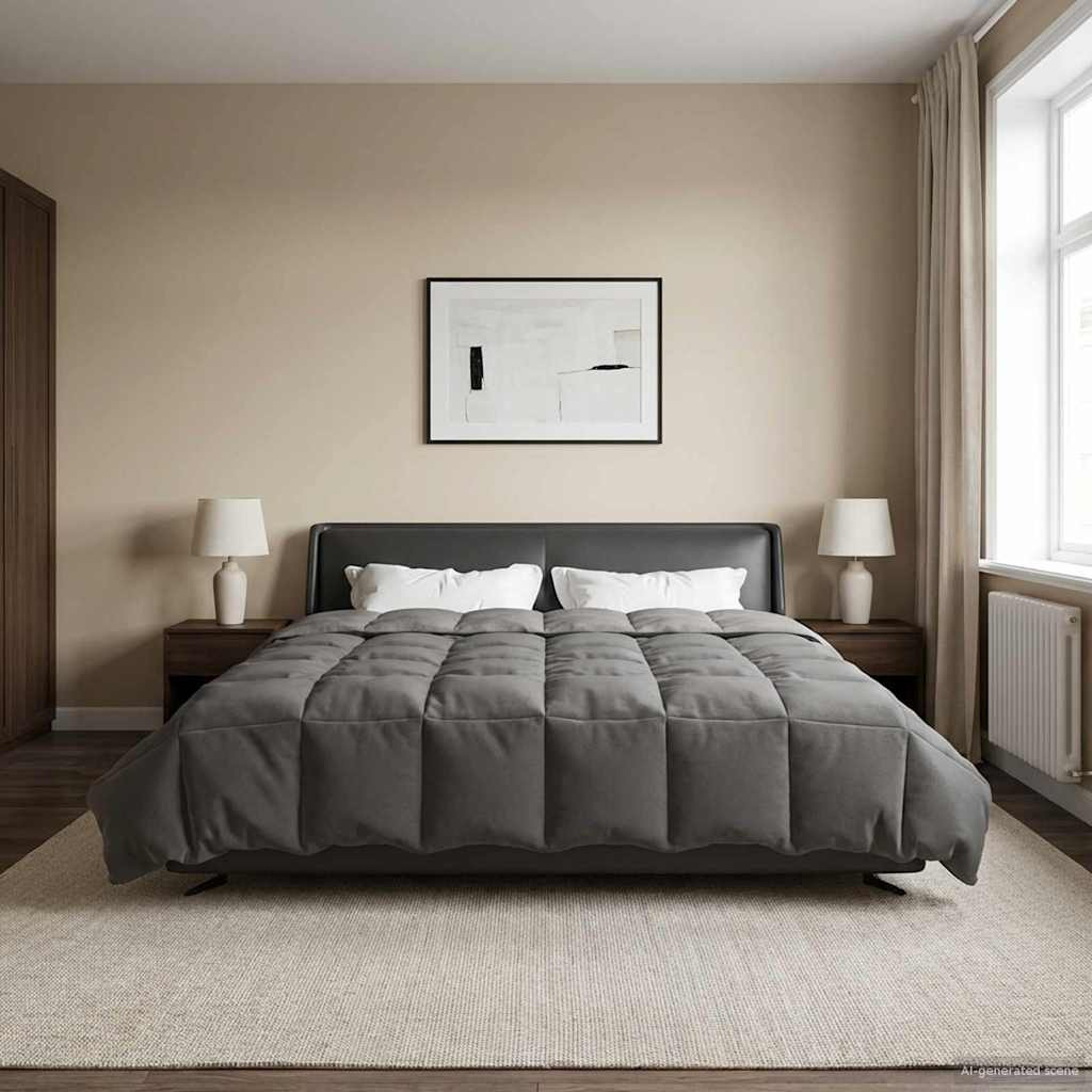 vidaXL Ganzjahresbettdecke Gepolstert Hellgrau 240 x 260 cm Mikrofaser