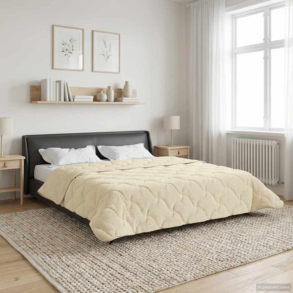 vidaXL Sommerdecke Creme 240 x 260 cm Mikrofaser und Teddy-Fleece
