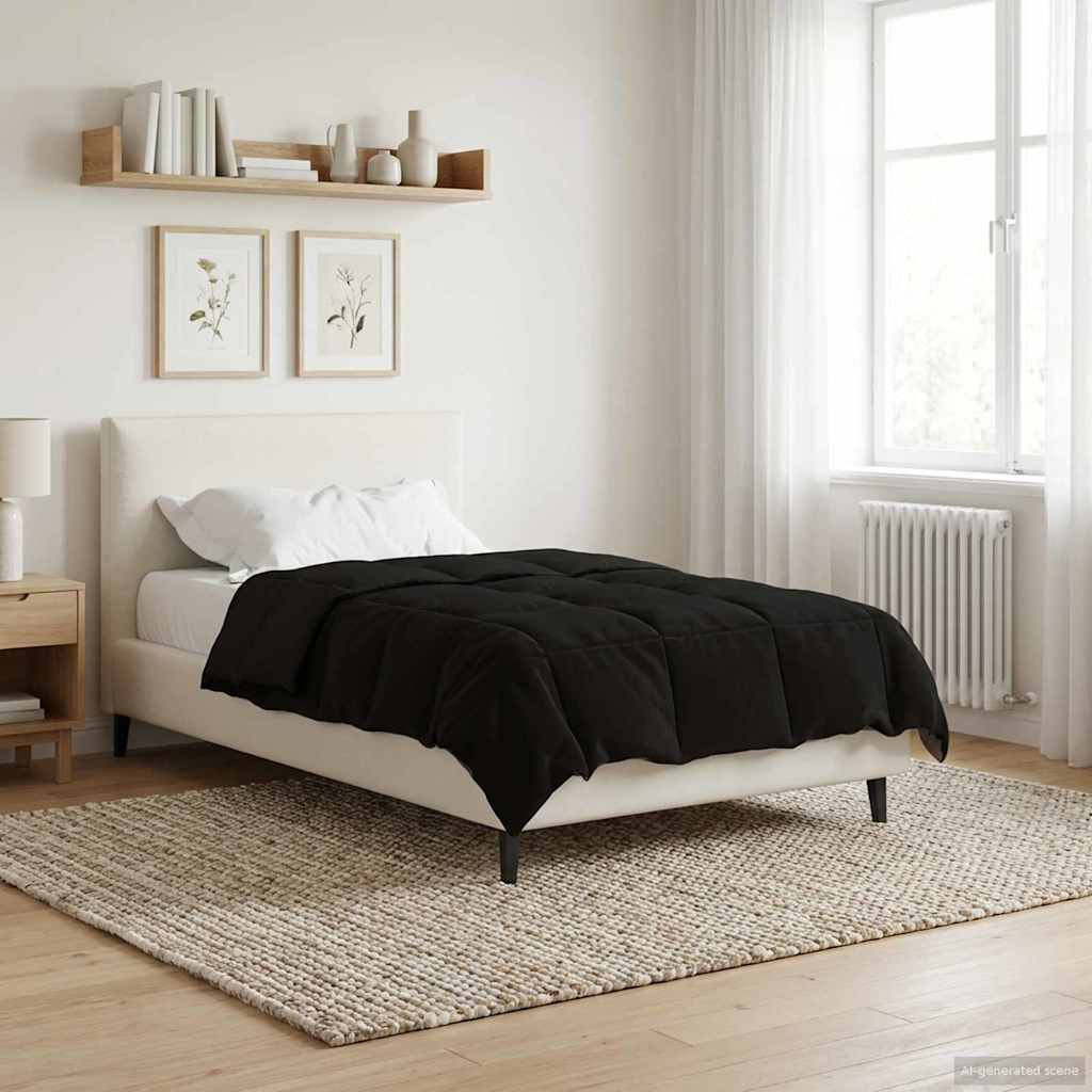 vidaXL Ganzjahresbettdecke Gepolstert Schwarz 135 x 200 cm Mikrofaser