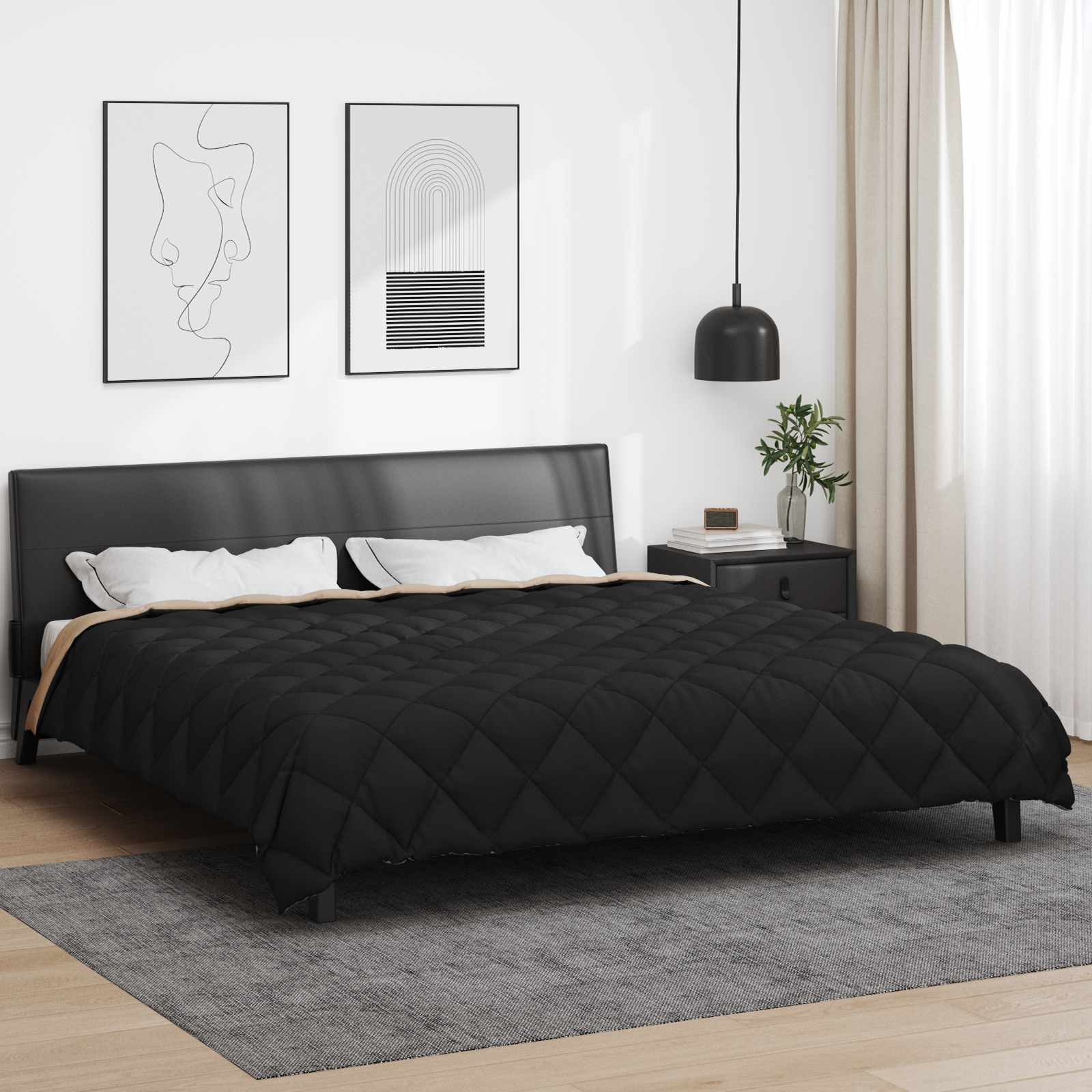 vidaXL Winterbettdecke 240 x 260 cm 450 g/m² Schwarz und Taupe