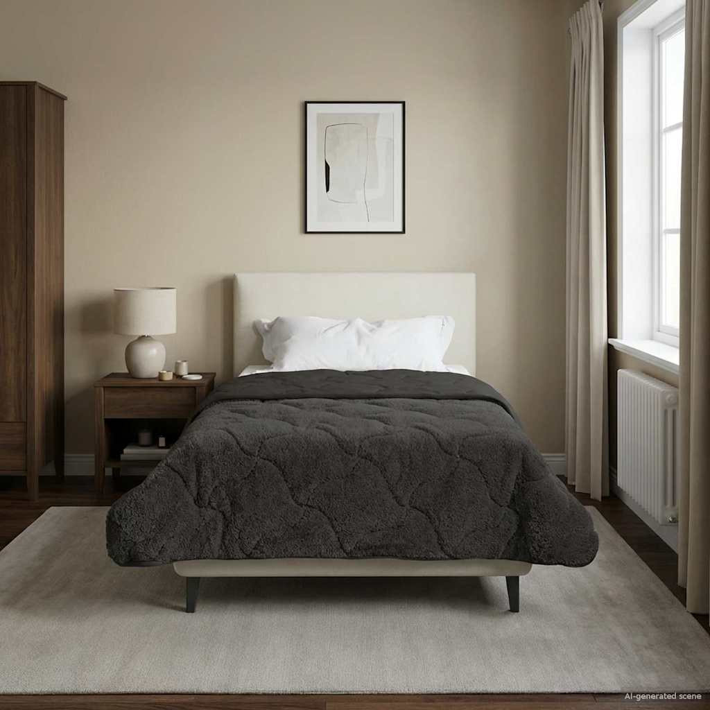 vidaXL Ganzjahresbettdecke Gepolstert Anthrazit 155 x 200 cm