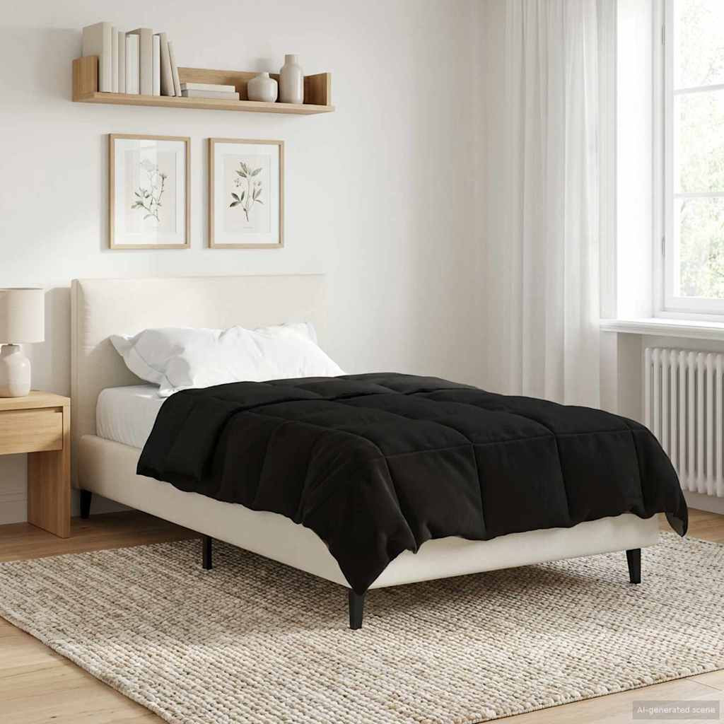 vidaXL Ganzjahresbettdecke Gepolstert Schwarz 135 x 220 cm Mikrofaser