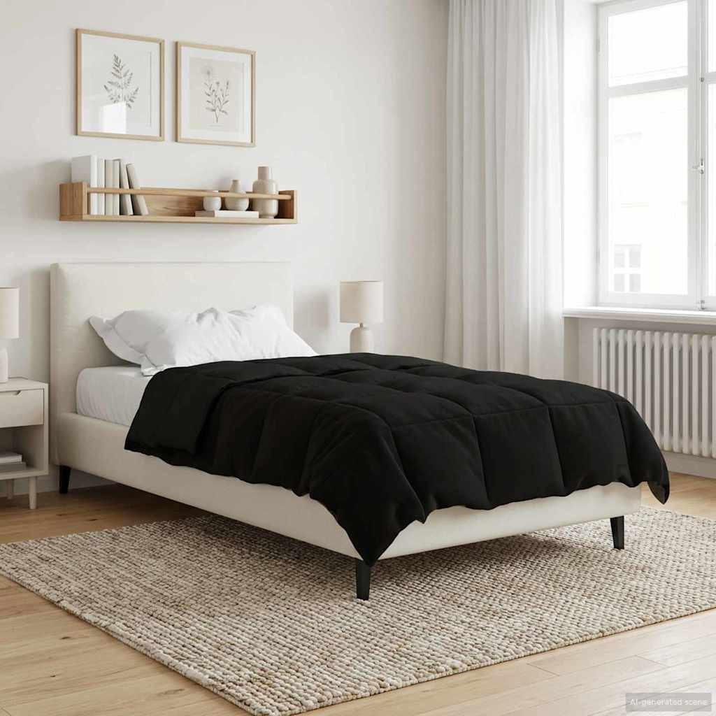 vidaXL Ganzjahresbettdecke Gepolstert Schwarz 140 x 220 cm Mikrofaser