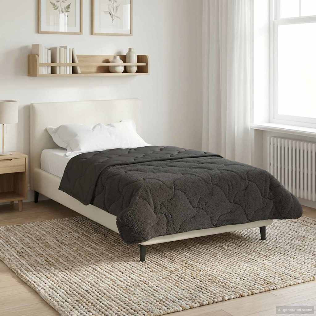 vidaXL Ganzjahresbettdecke Gepolstert Anthrazit 135 x 200 cm