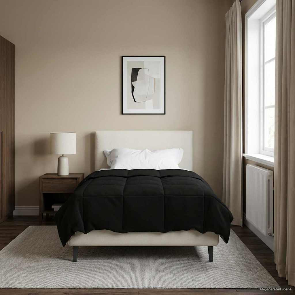 vidaXL Ganzjahresbettdecke Gepolstert Schwarz 155 x 220 cm Mikrofaser