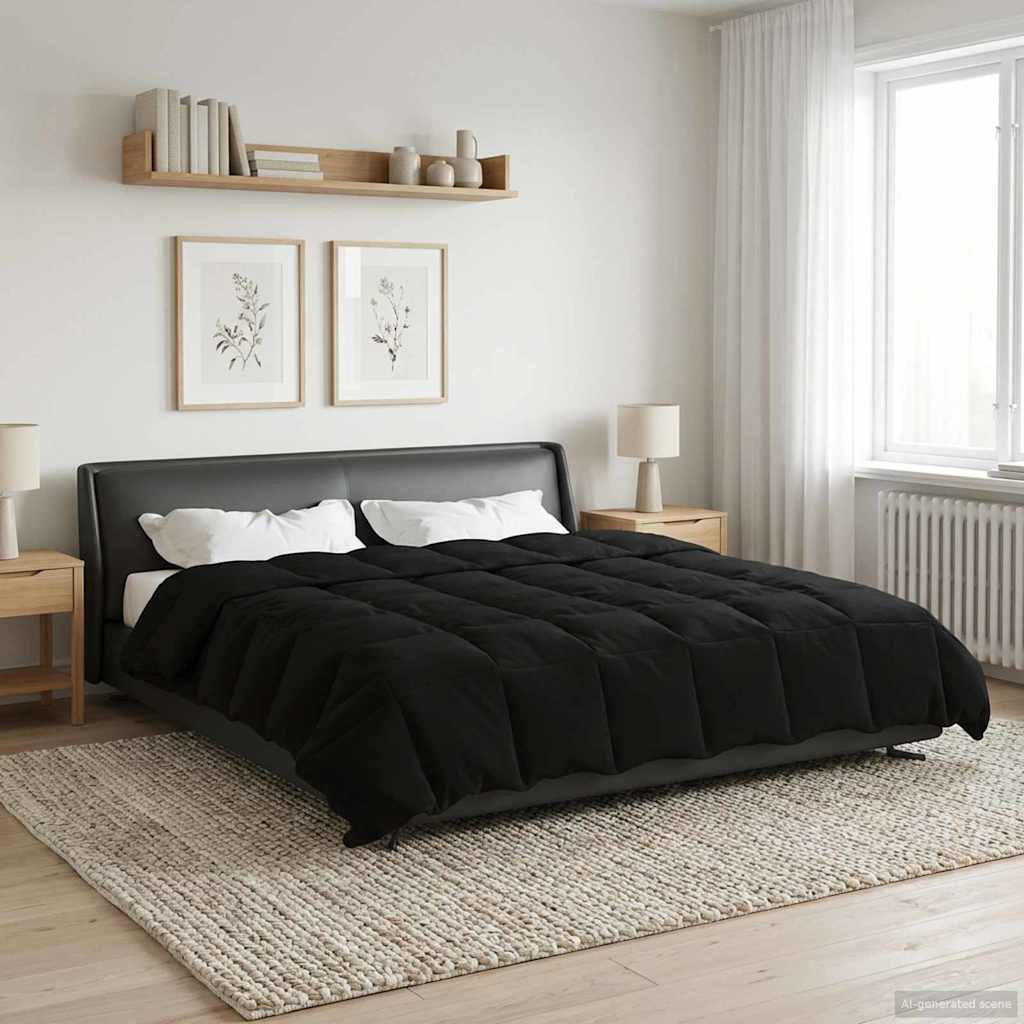 vidaXL Ganzjahresbettdecke Gepolstert Schwarz 200 x 220 cm Mikrofaser