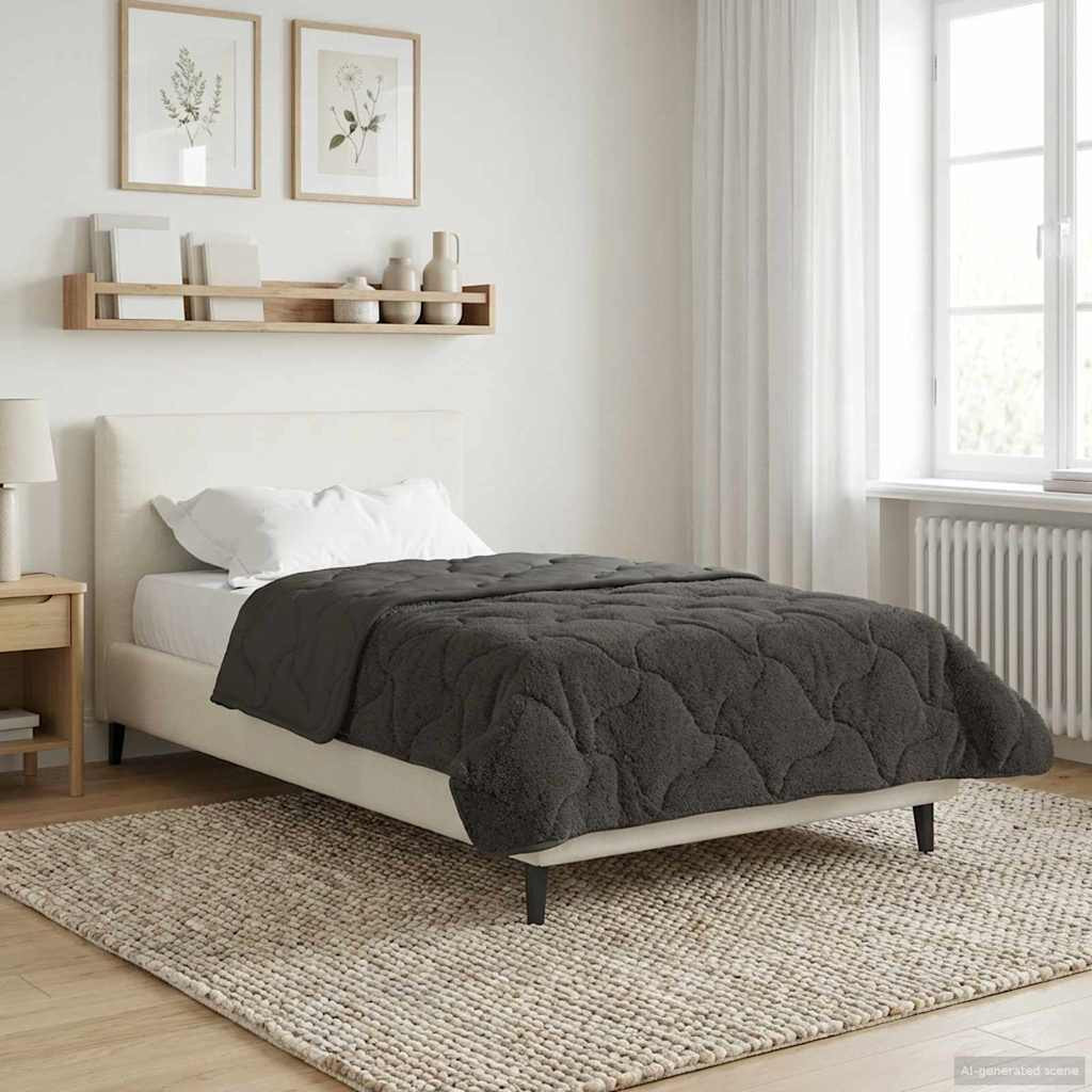 vidaXL Ganzjahresbettdecke Gepolstert Anthrazit 155 x 220 cm