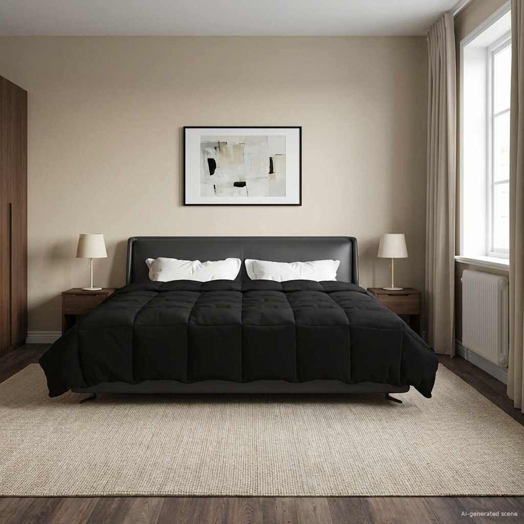 vidaXL Ganzjahresbettdecke 240 x 220 cm 4 Jahreszeiten Schwarz
