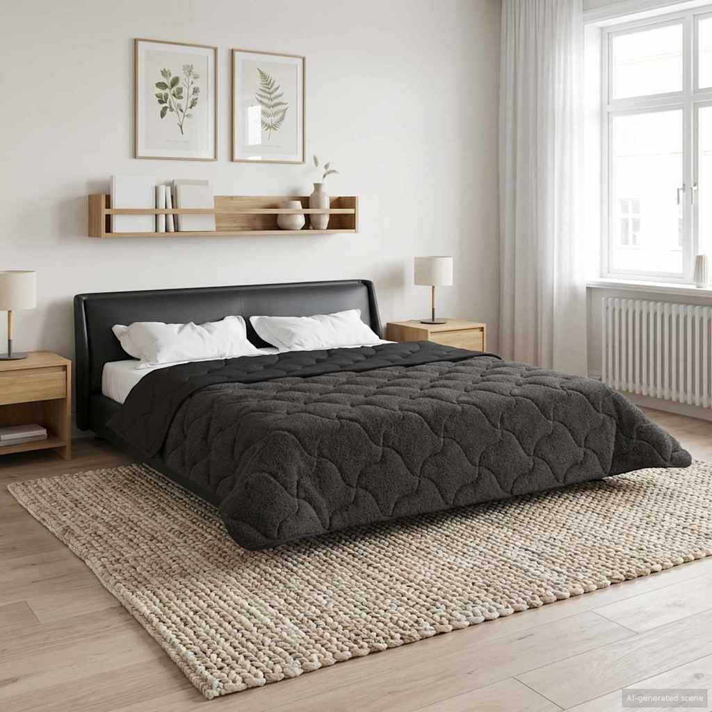 vidaXL Ganzjahresbettdecke Gepolstert Anthrazit 240 x 260 cm