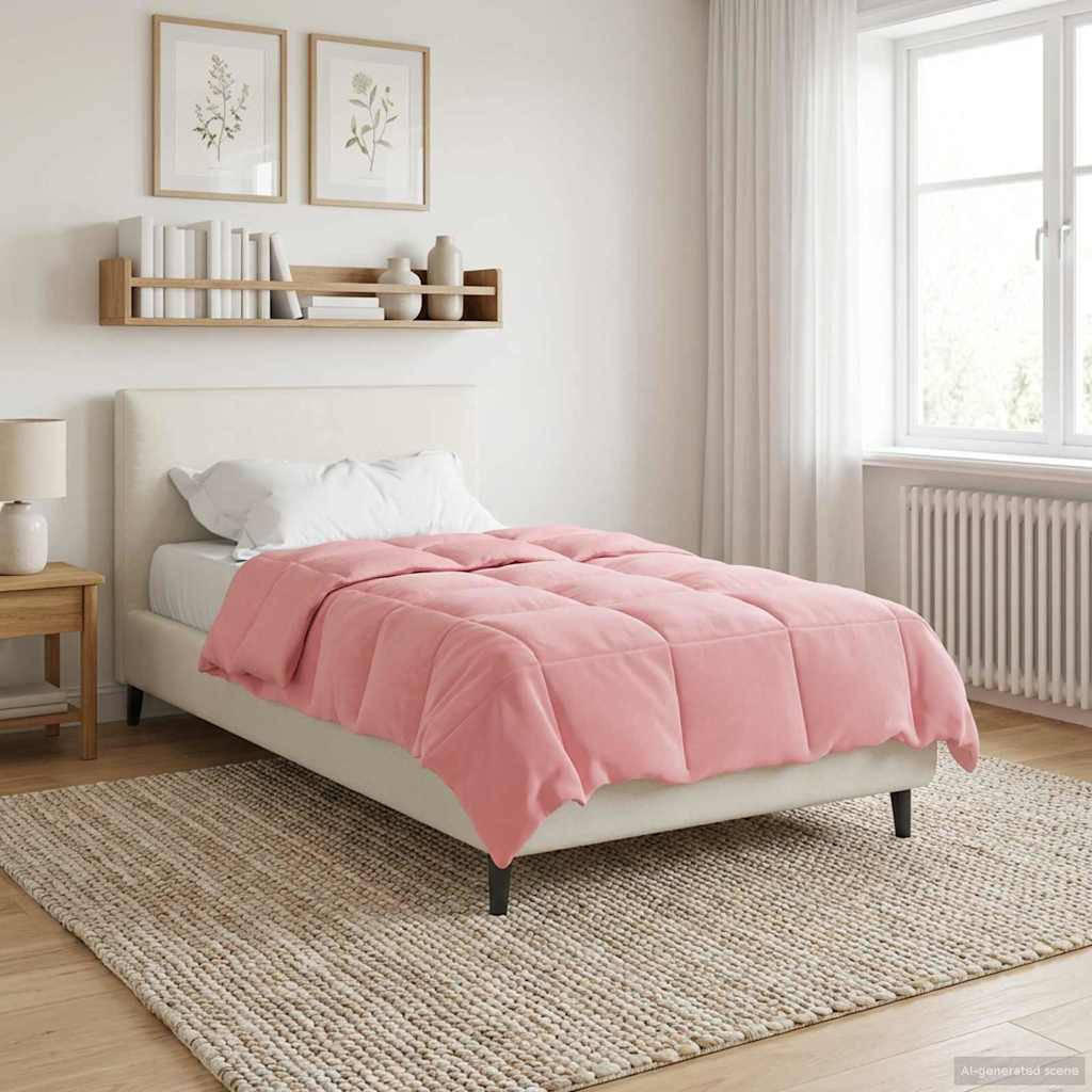vidaXL Ganzjahresbettdecke Gepolstert Rosa 155 x 200 cm Mikrofaser