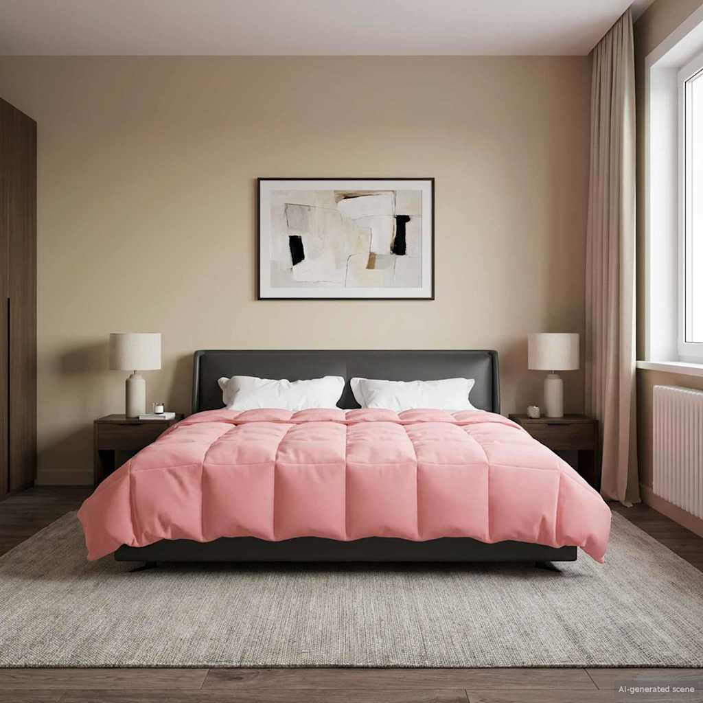 vidaXL Ganzjahresbettdecke Gepolstert Rosa 200 x 200 cm Mikrofaser