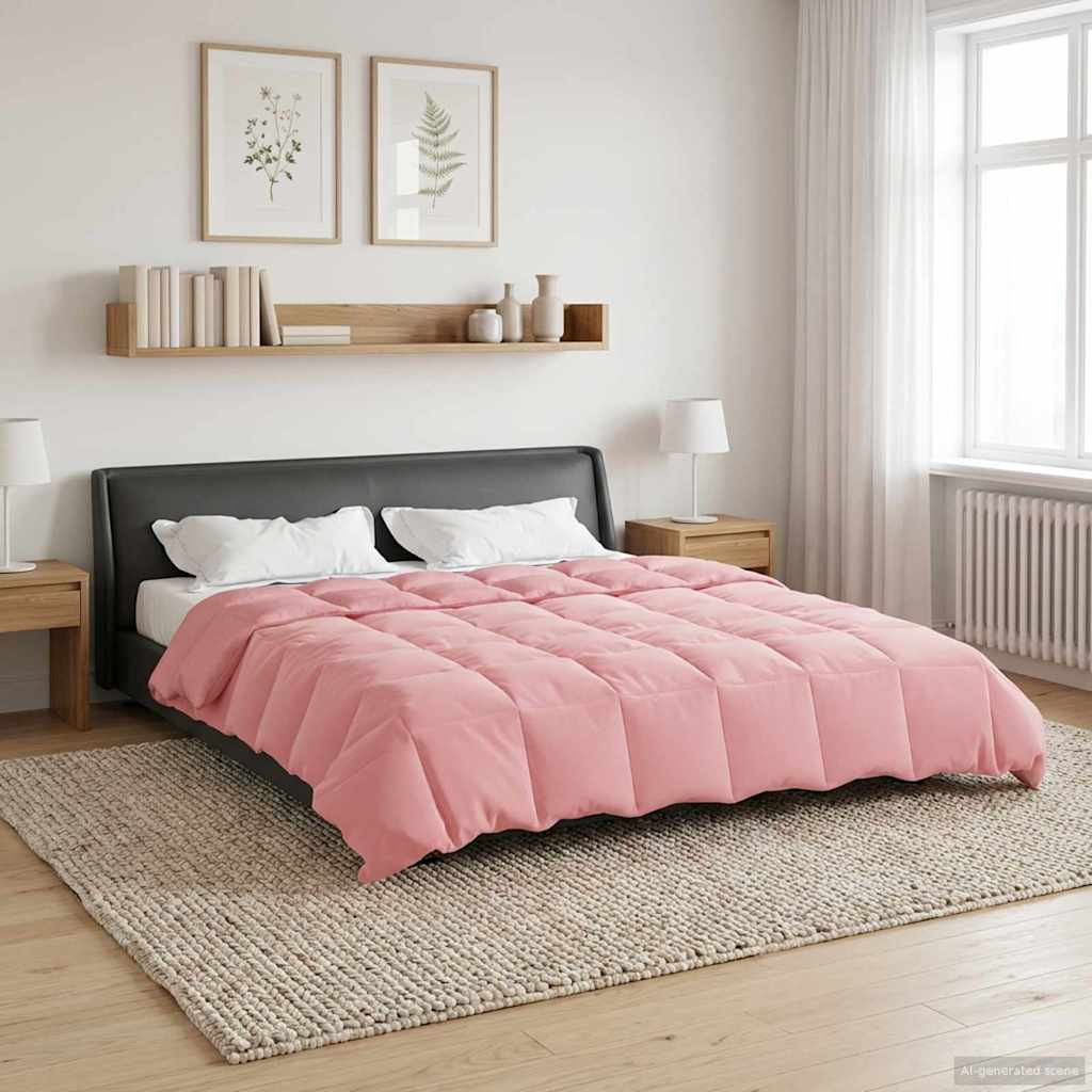 vidaXL Ganzjahresbettdecke Gepolstert Rosa 200 x 240 cm Mikrofaser