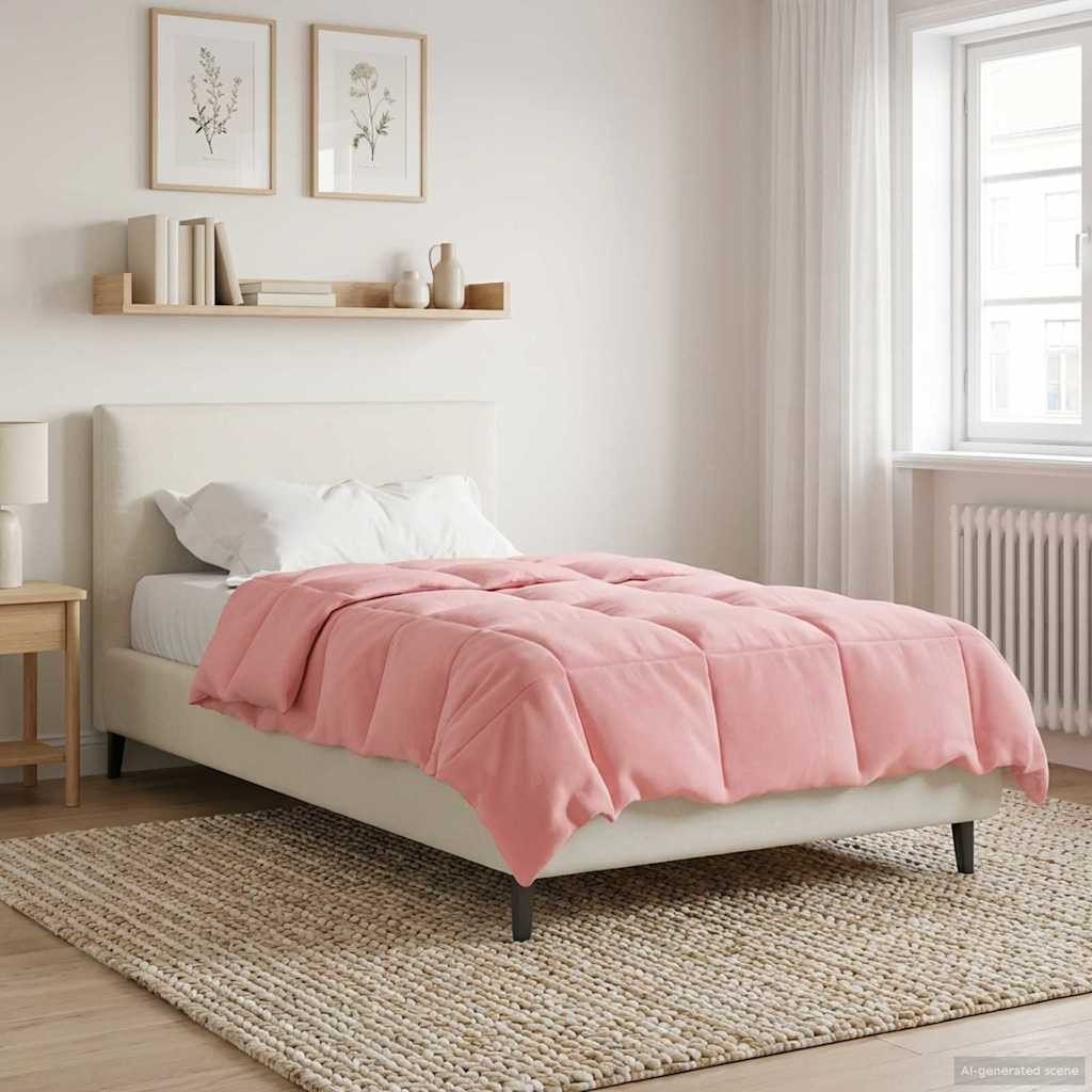 vidaXL Ganzjahresbettdecke Gepolstert Rosa 135 x 220 cm Mikrofaser
