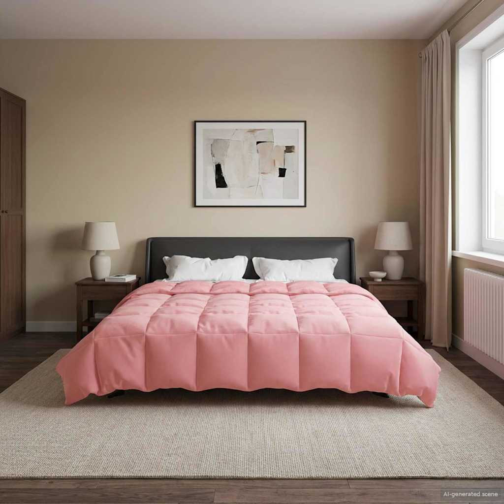 vidaXL Ganzjahresbettdecke Gepolstert Rosa 220 x 240 cm Mikrofaser