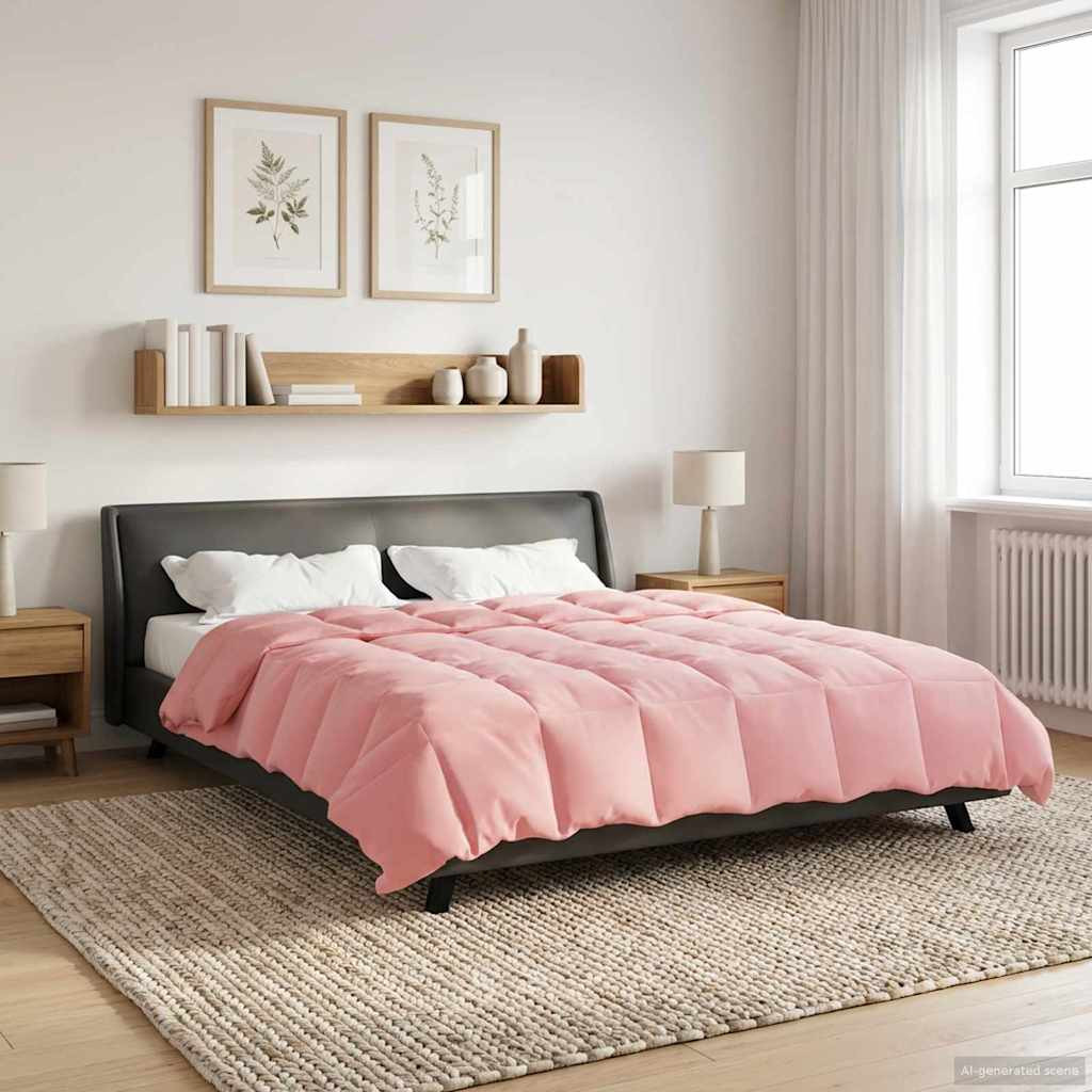 vidaXL Ganzjahresbettdecke Gepolstert Rosa 220 x 260 cm Mikrofaser