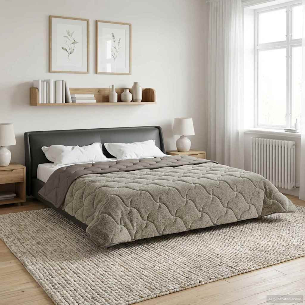 vidaXL Ganzjahresbettdecke Gepolstert Hellgrau 200 x 220 cm