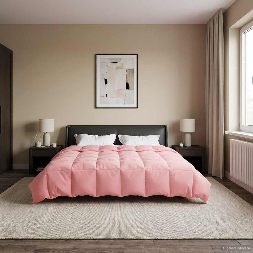 vidaXL Ganzjahresbettdecke Gepolstert Rosa 240 x 260 cm Mikrofaser