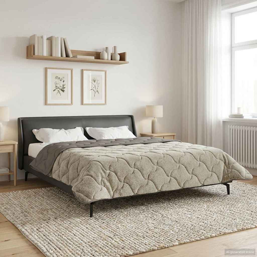 vidaXL Ganzjahresbettdecke Gepolstert Hellgrau 220 x 260 cm