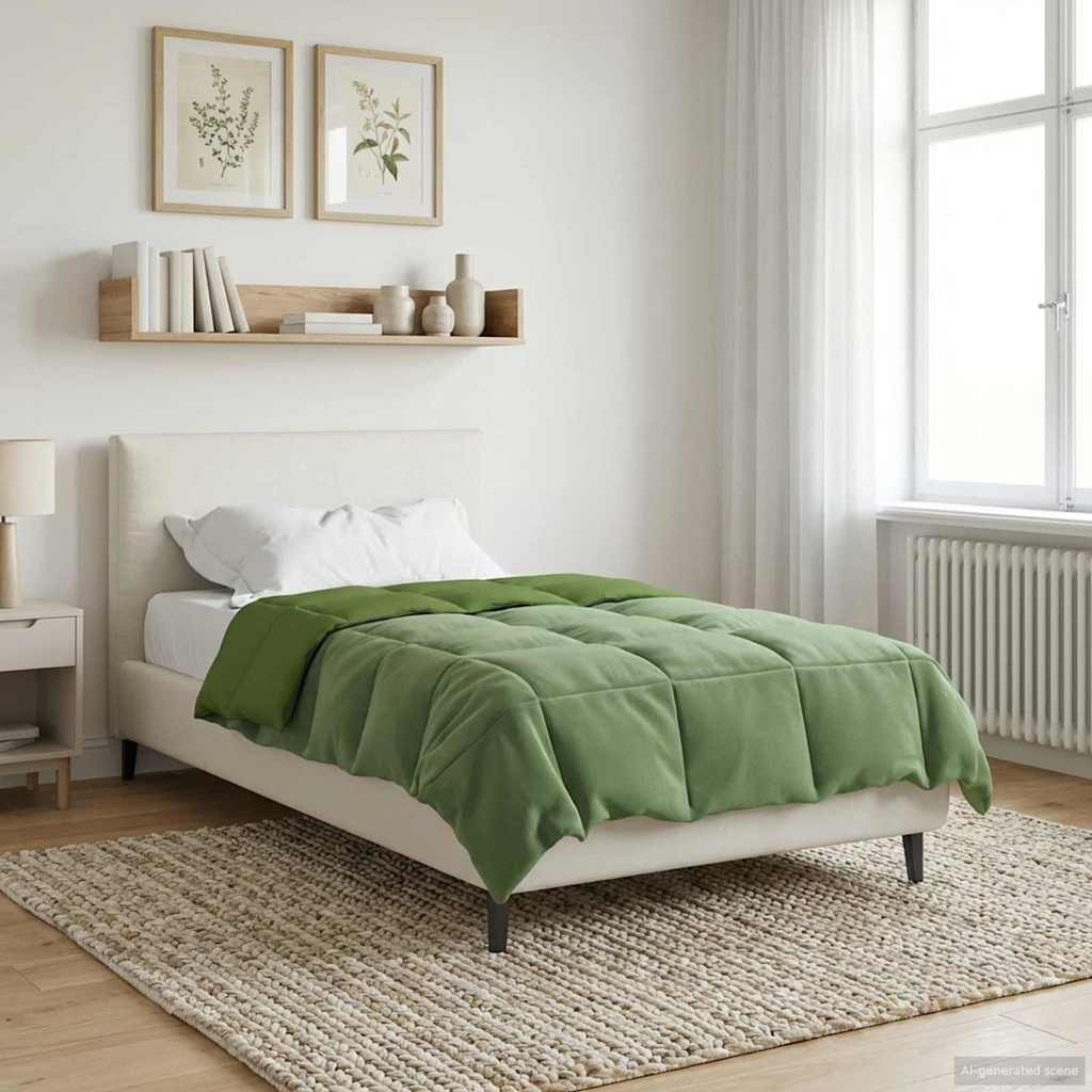 vidaXL Ganzjahresbettdecke Gepolstert Grün 155 x 200 cm Mikrofaser