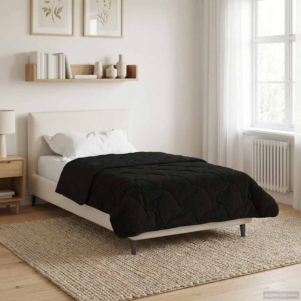 vidaXL Ganzjahresbettdecke Gepolstert Schwarz 135 x 200 cm