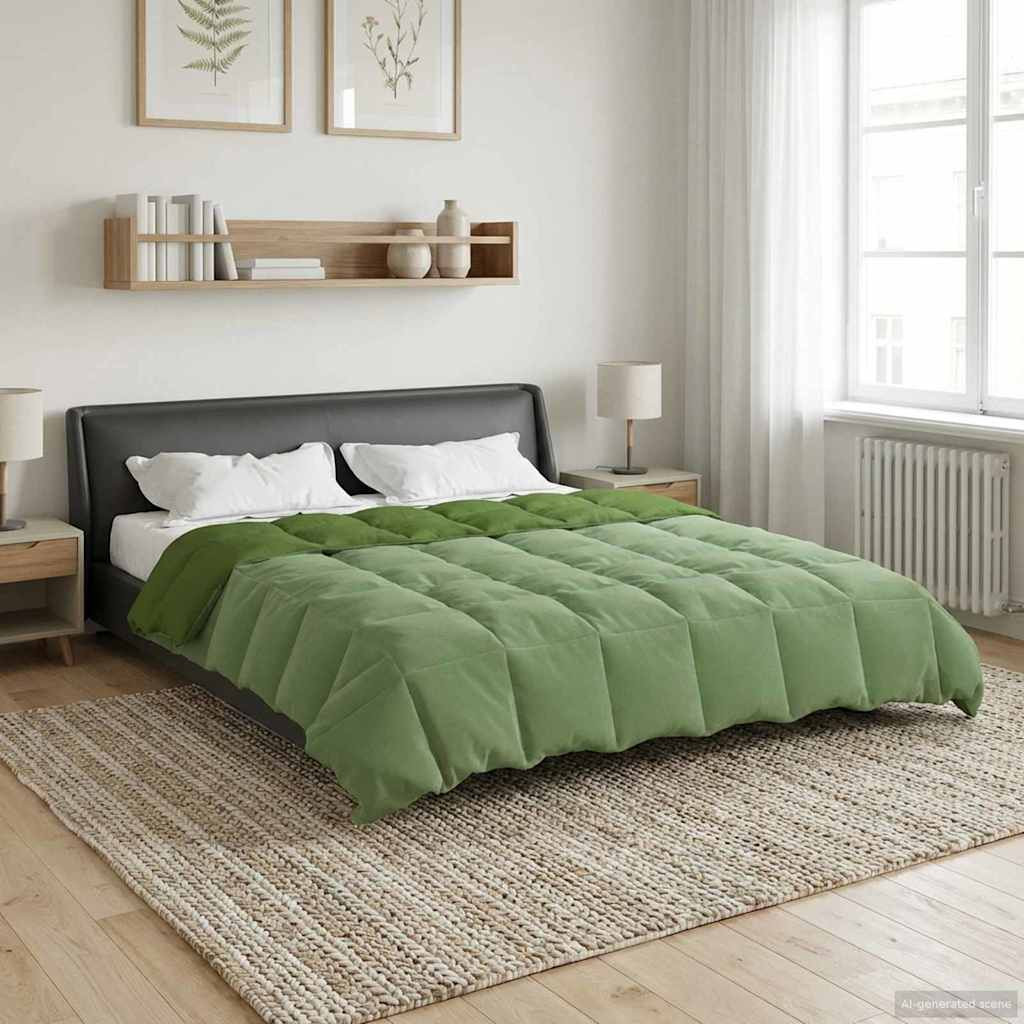 vidaXL Ganzjahresbettdecke Gepolstert Grün 200 x 200 cm Mikrofaser