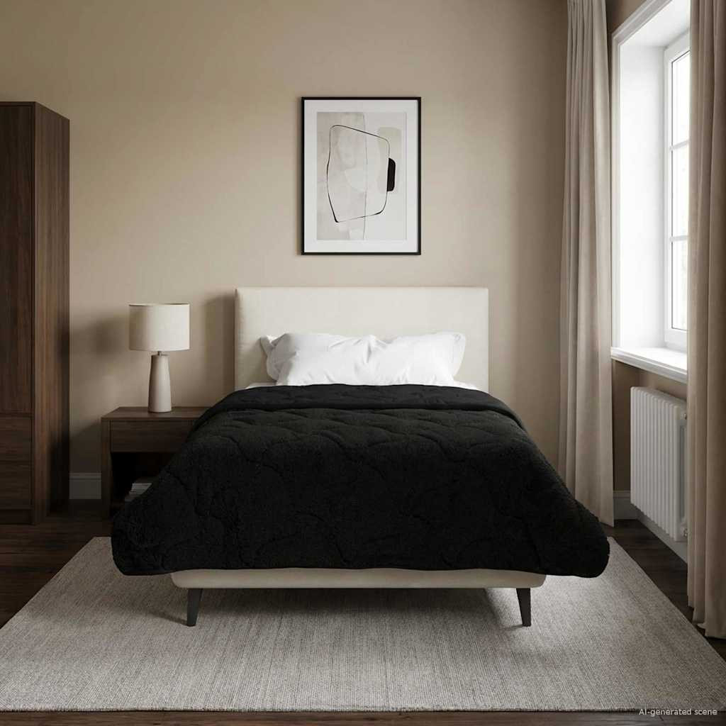 vidaXL Ganzjahresbettdecke Gepolstert Schwarz 140 x 220 cm