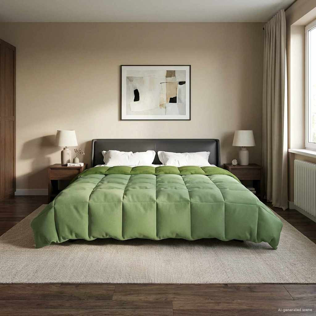 vidaXL Ganzjahresbettdecke Gepolstert Grün 200 x 240 cm Mikrofaser