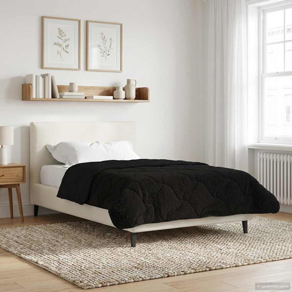 vidaXL Ganzjahresbettdecke Gepolstert Schwarz 155 x 200 cm