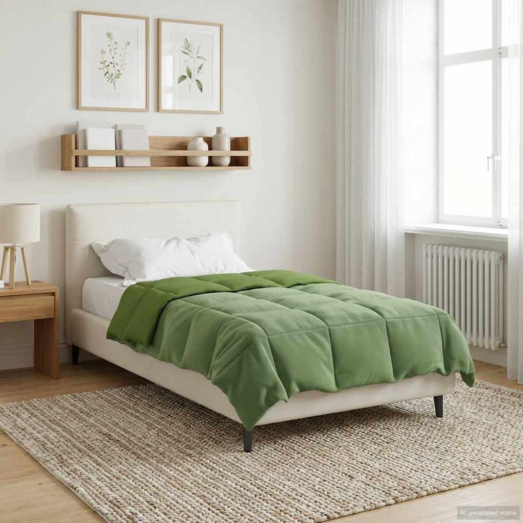 vidaXL Ganzjahresbettdecke Gepolstert Grün 135 x 220 cm Mikrofaser